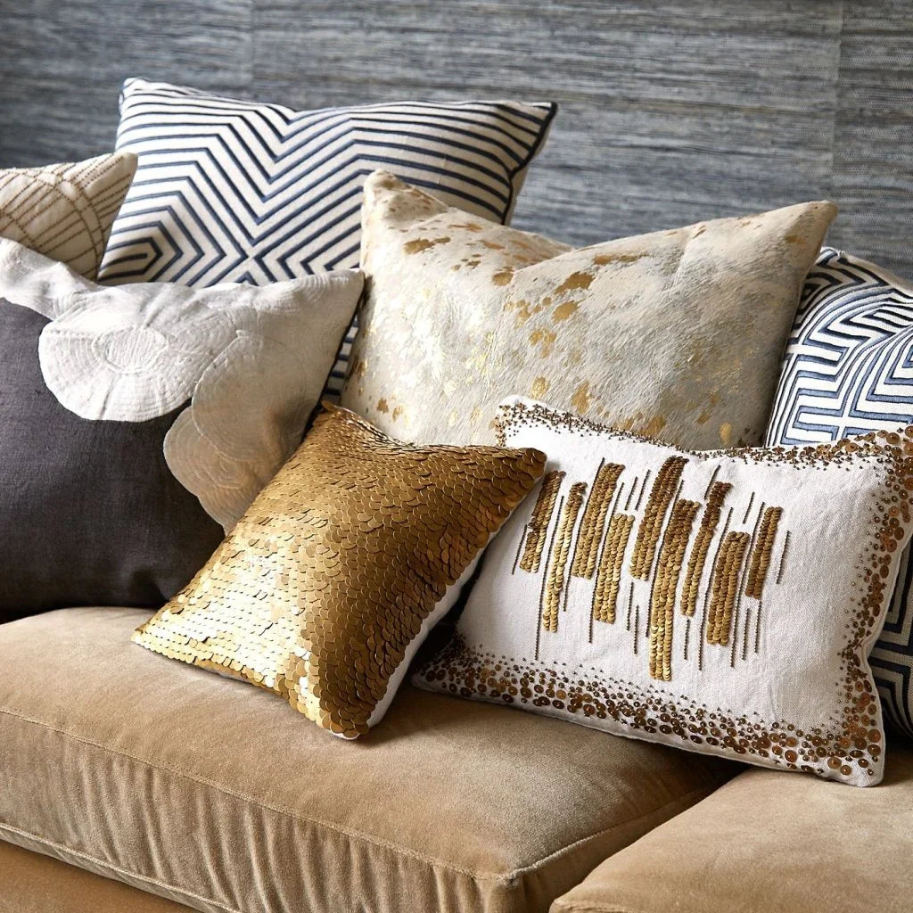 Sofa White And Gold Throw Pillows Ivan Cushion Set Diamond - Main Image