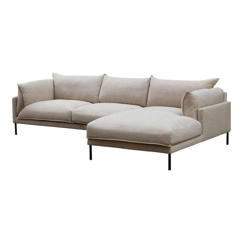 112 Inch Sectional Right Sandy Beige Scandinavian Sectionals LOOMLAN By Moe's Home