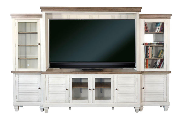 119" Entertainment Wall Unit With Light TV Stand White Modern Entertainment Wall Unit LOOMLAN By Sunny D