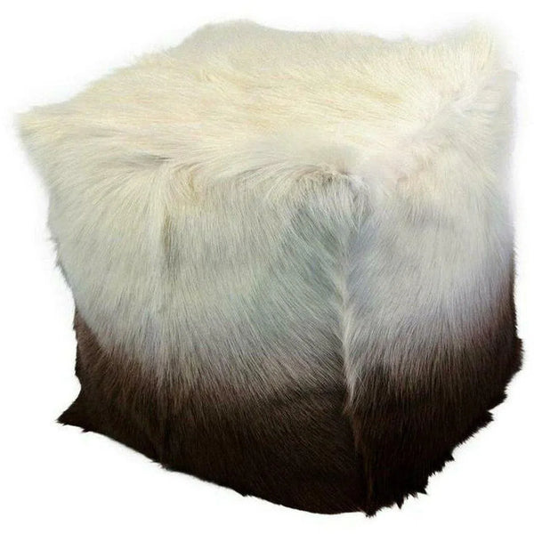 16 Inch Fur Pouf Cappuccino Ombre Brown Contemporary Poufs and Stools LOOMLAN By Moe's Home