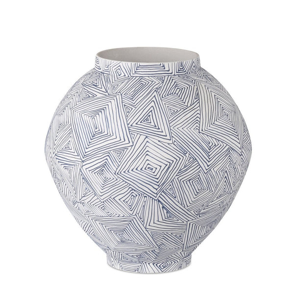 10.5 in. Zag Porcelain Blue Vase