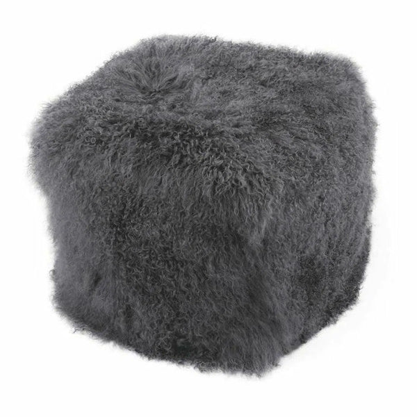 22 Inch Fur Pouf Smoke Grey Contemporary Poufs and Stools LOOMLAN By Moe's Home