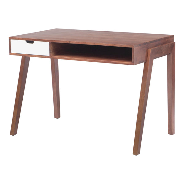44" Linea Modern Executive Desk Walnut Color Home Office Desks LOOMLAN By Zuo Modern