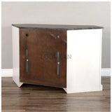 55" Wide White Wood Corner TV Stand Media Console With Glass Doors TV Stands & Media Centers LOOMLAN By Sunny D