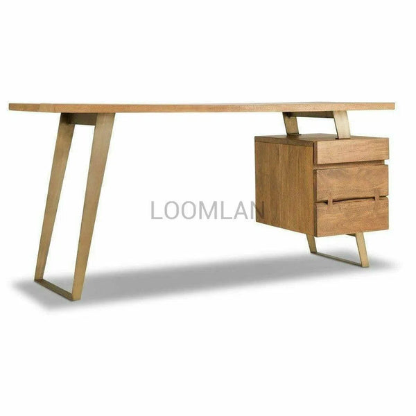 64" Live Edge Home Office Desk Built-In File Cabinet Home Office Desks LOOMLAN By LOOMLAN