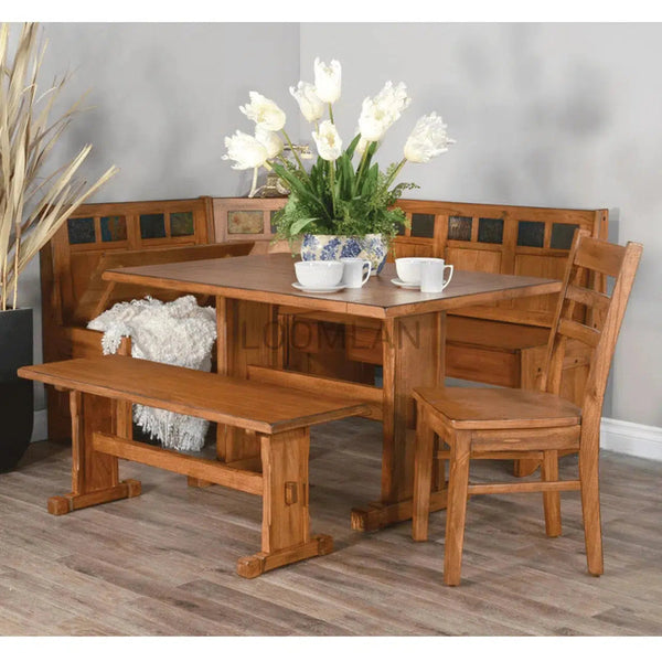 66" Light Brown Wood Breakfast Nook Set With Storage Bench Dining Table Sets LOOMLAN By Sunny D