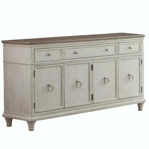 66" White Two-Tone Wooden Credenza