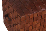 Square Ottoman Leather Pouf Brooklyn in Tan