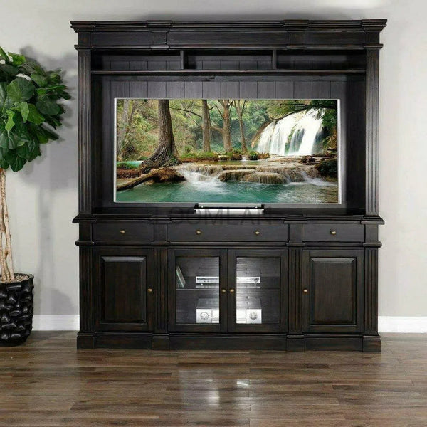 79" Black Entertainment Wall Unit Media Console or Buffet Entertainment Wall Unit LOOMLAN By Sunny D