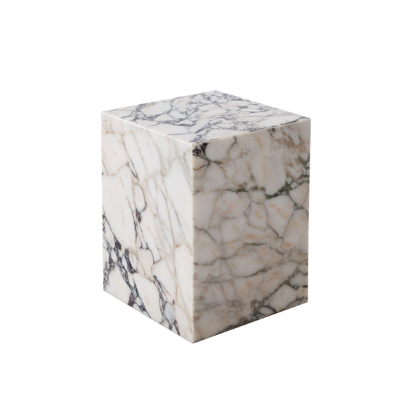 Ark Genuine Viola Marble Square Pedestal End Table