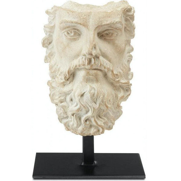 Aged Beige Black Head of Zeus Statues & Sculptures LOOMLAN By Currey & Co