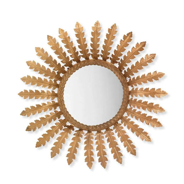 Antique Brass Elouise Gold Round Wall Mirror Wall Mirrors LOOMLAN By Jamie Young