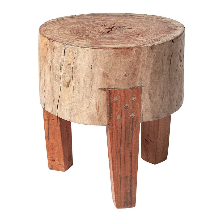 Reclaimed Wood Round Stool 15 Inch | LOOMLAN