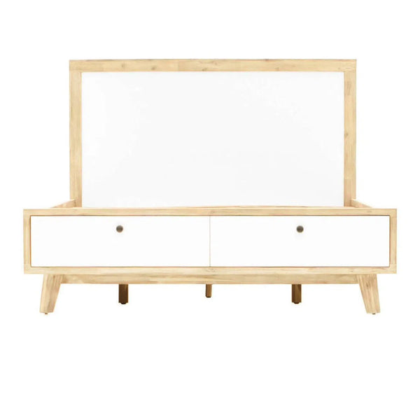 Ava Two Tone White Wooden King Bed Frame With Storage Drawers Beds LOOMLAN By LHIMPORTS