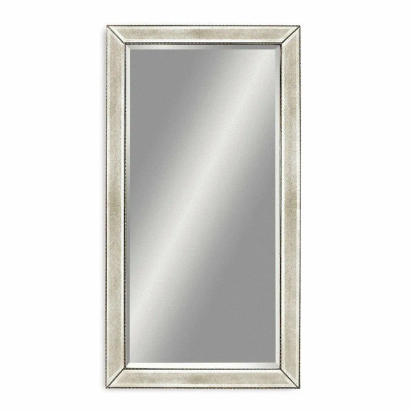 Beaded Leaner 79" Rectangle Antique Mirror Floor Mirror Floor Mirrors LOOMLAN By Bassett Mirror
