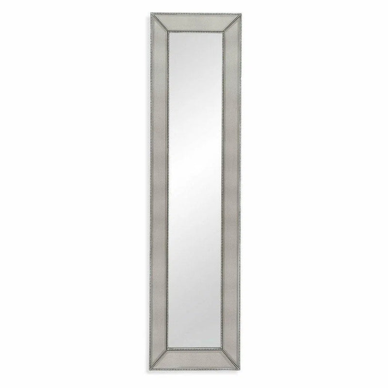 Beaded Leaner 80" Rectangle Silverleaf Floor Mirror Floor Mirrors LOOMLAN By Bassett Mirror