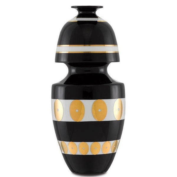 Black Gold White De Luca Black and Gold Gourd Vase Vases & Jars LOOMLAN By Currey & Co