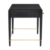 Black Lacquered Linen Champagne Metal Verona Black Large Desk Home Office Desks LOOMLAN By Currey & Co