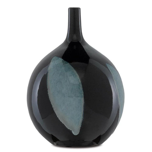 Black Steel Blue Let Us Twist The Glass Round Vase Vases & Jars LOOMLAN By Currey & Co
