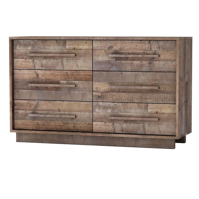 Brown Reclaimed Solid Wood Frame Nevada 6 Drawer Dresser Dressers LOOMLAN By LHIMPORTS