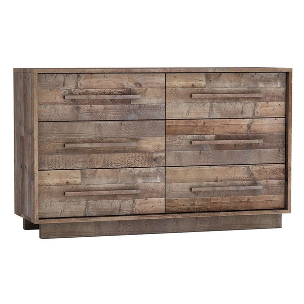 Brown Reclaimed Solid Wood Frame Nevada 6 Drawer Dresser Dressers LOOMLAN By LHIMPORTS