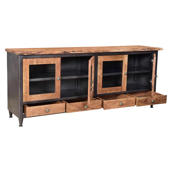 Caldwell 72 inches Live Edge TV Stand with Metal Frame TV Stands & Media Centers LOOMLAN By LOOMLAN