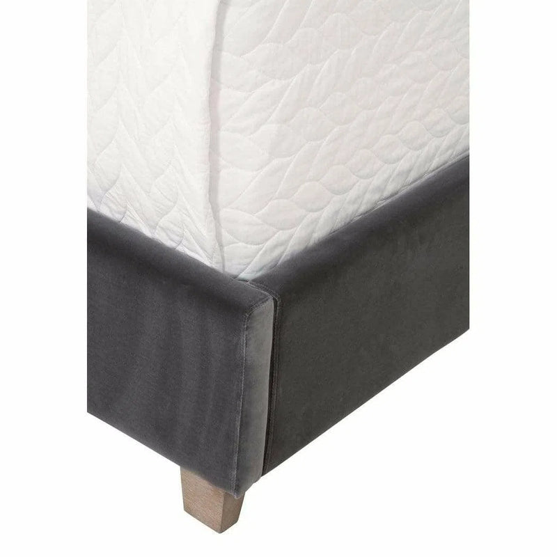 Chandler Wingback Dark Gray Velvet Platform Standard King Bed Frame Beds LOOMLAN By Essentials For Living