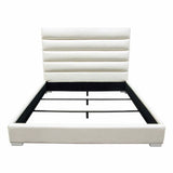 Channel Tufted Queen Bed in White Leatherette Beds LOOMLAN By Diamond Sofa