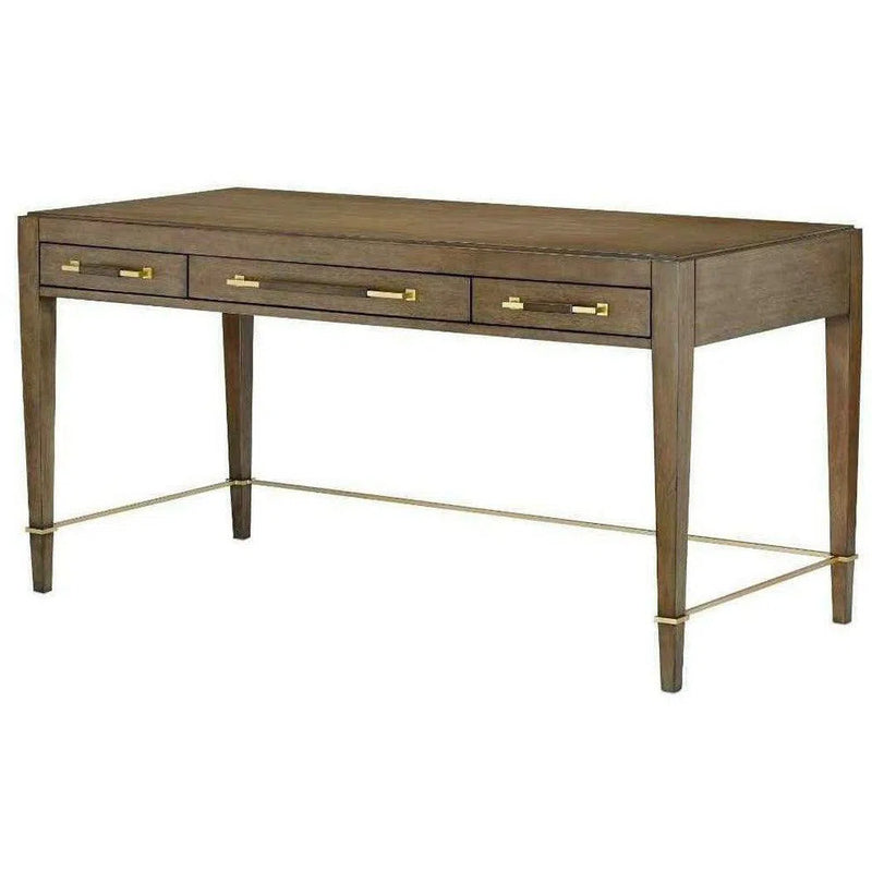 Chanterelle Coffee Champagne Verona Brown Desk Writing Table Home Office Desks LOOMLAN By Currey & Co