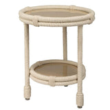 Coastal White Rope Mid Century Modern Side Table With Storage Side Tables LOOMLAN By Jamie Young