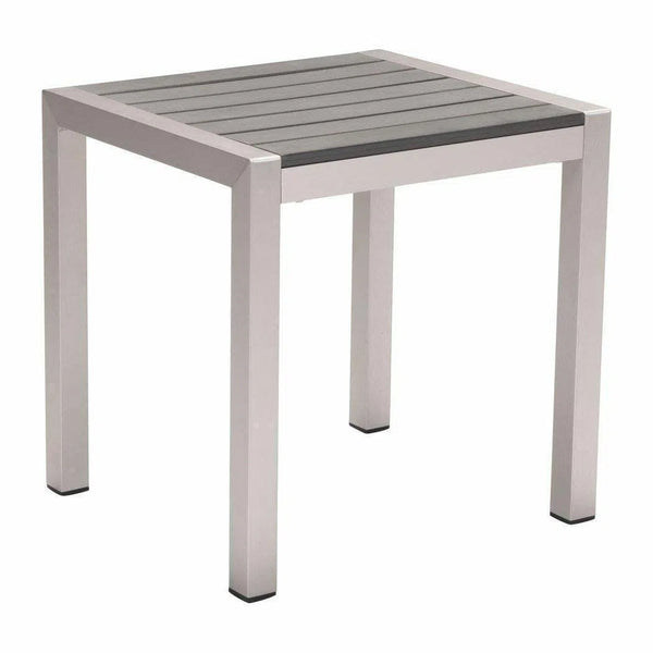 Cosmopolitan Side Table Brushed Aluminum Outdoor Side Tables LOOMLAN By Zuo Modern