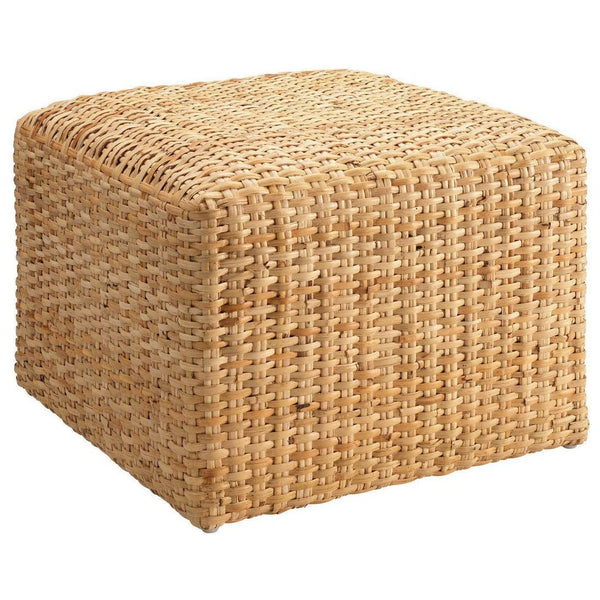 Cottage Beach Decor Natural Rattan Avery 24" Square Ottoman Ottomans LOOMLAN By Jamie Young