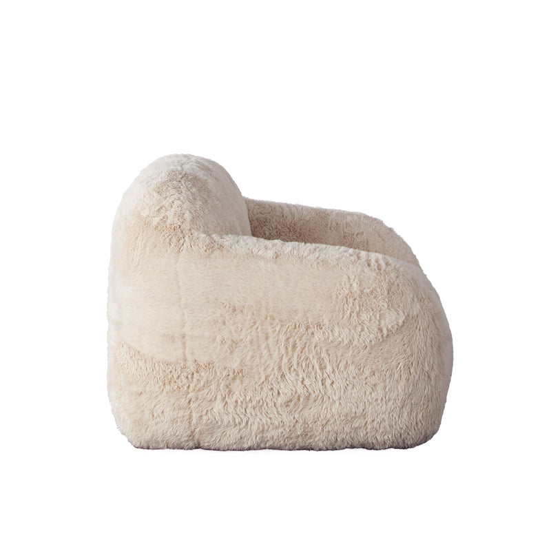 Dawson Yak Sand Natural Faux Fur Armless Accent Chair