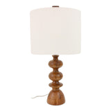 Gwen Mango Wood and Textured Cotton Brown Table Lamp