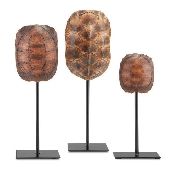 Dark Brown Antique Brown Black Turtle Shells Set of 3 Statues & Sculptures LOOMLAN By Currey & Co