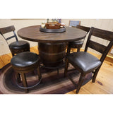 Dark Brown Round 54" Barrel Pub Table With Barstools 5 PC Set Dining Table Sets LOOMLAN By Sunny D