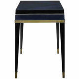 Dark Sapphire Caviar Black Antique Brass Kallista Writing Desk Home Office Desks LOOMLAN By Currey & Co