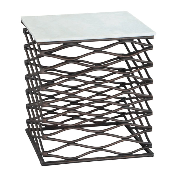Duke Side Table White & Antique Black Side Tables LOOMLAN By Zuo Modern