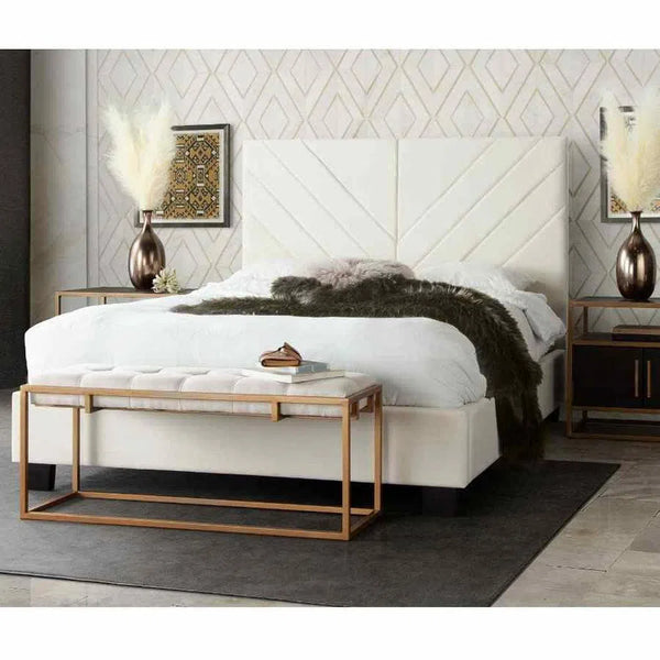 Eastern King Bed 54" Headboard in Light Cream Velvet Beds LOOMLAN By Diamond Sofa
