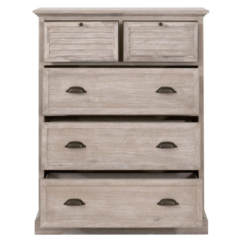 Eden 5-Drawer High Chest Natural Gray Acacia Chests LOOMLAN By Essentials For Living