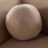 Form Camel Performance Velvet Sofa With 2 Accent Pillow Balls