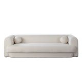 Form Ivory Boucle Fabric Sofa With 2 Accent Pillow Balls