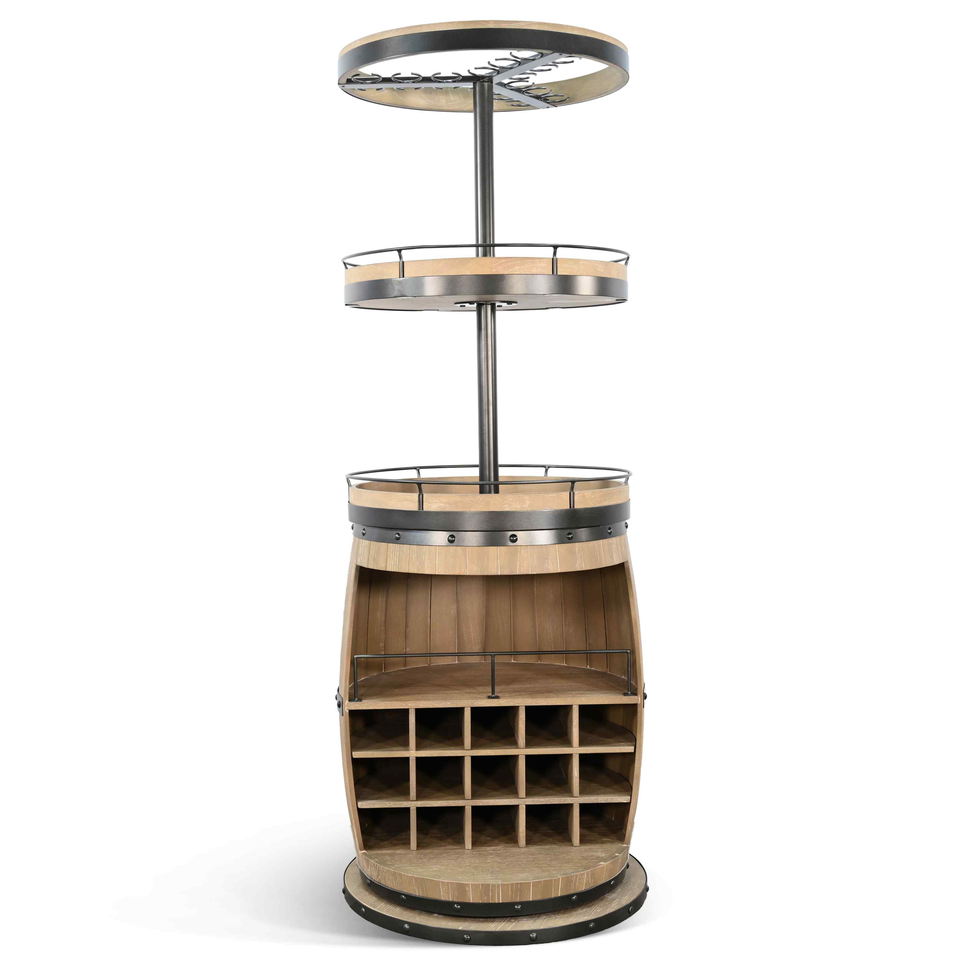 Get Fairfield Barrel Bar With Swivel Base and Wine Cubbies – LOOMLAN