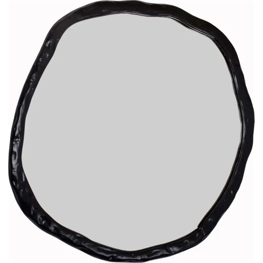 Image showcasing Foundry Large Black Decorative Wall Mirror Round - LOOMLAN