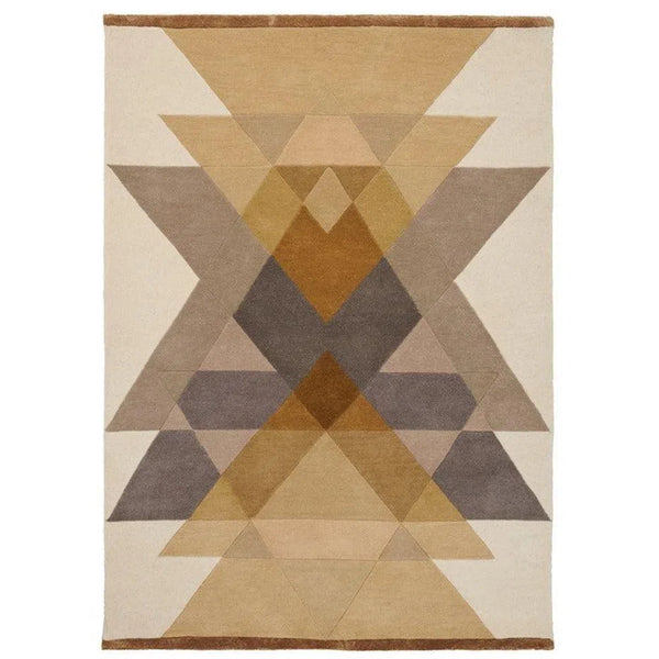 Freya Mustard Brown Multicolor Wool Rug By Linie Design