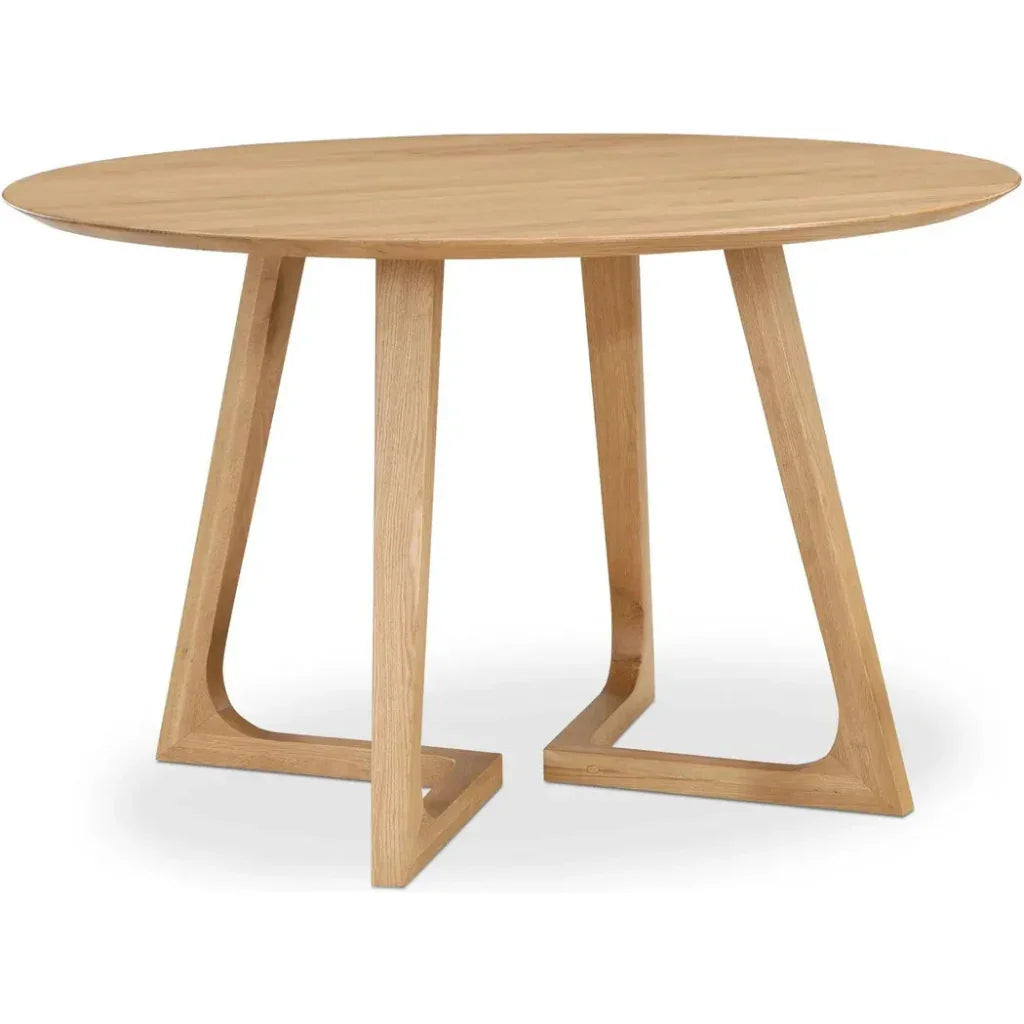 Godenza Natural Solid Oak Round Dining Table - LOOMLAN