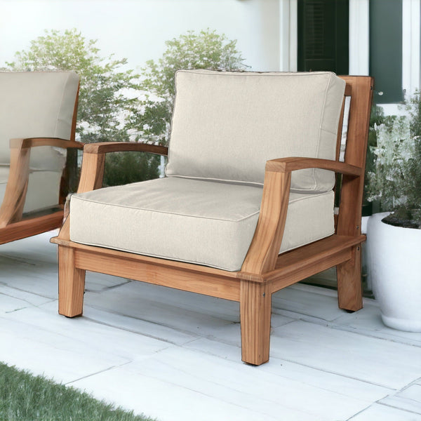 Grande Teak Club Chair with Sunbrella Cushion-Outdoor Lounge Chairs-HiTeak-LOOMLAN