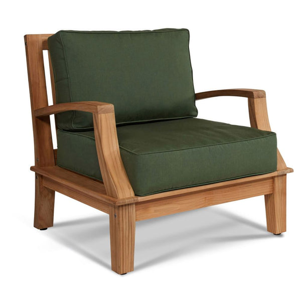 Grande Teak Club Chair with Sunbrella Cushion-Outdoor Lounge Chairs-HiTeak-Fern Green-LOOMLAN