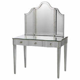 Granello Silver Leaf Antique Gilda Vanity Table Home Office Desks LOOMLAN By Currey & Co