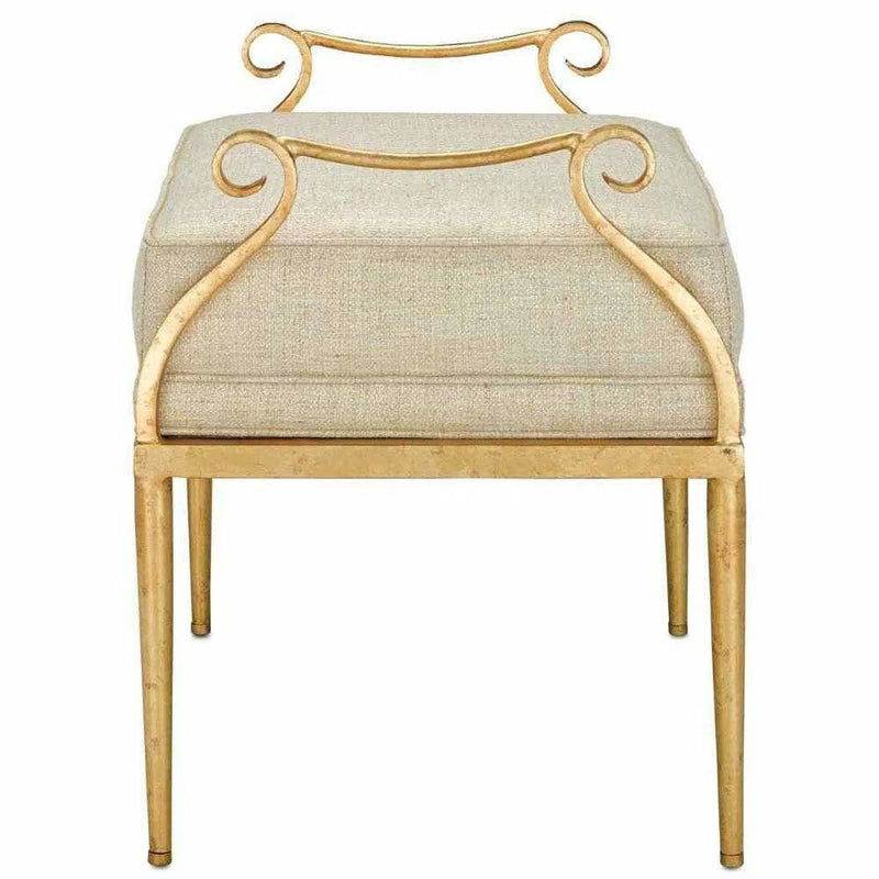 Grecian Gold Genevieve Shimmer Gold Ottoman Ottomans LOOMLAN By Currey & Co